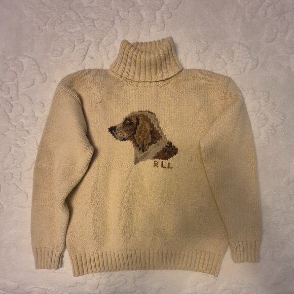 Hand Knit Ralph Lauren Dog Turtleneck Sweater (S) - Picture 2 of 9